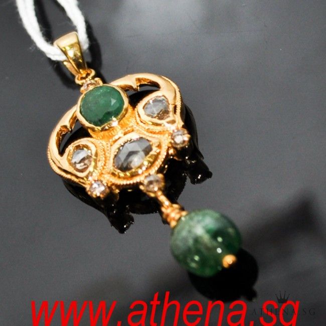 20K YG ANTIQUE DESIGN ROSE CUT INTAN PENDANT 3.96G - Image 4