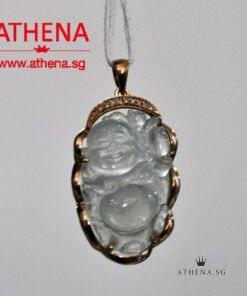 18K RG MI LEK FO DESIGN JADE PENDANT ICY VARIETY D10-0.10CTS 4.26G [WITH CERT]
