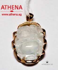 Alternative view of 18K RG MI LEK FO DESIGN JADE PENDANT ICY VARIETY D10-0.10CTS 4.26G [WITH CERT]