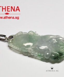 Alternative view of 18K WG JADE PENDANT CARVED WITH GOURD, RUYI, & THREE-LEGGED TOAD 30.53G [WITH CERT]