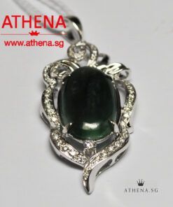 Alternative view of 18K WG JADE PENDANT WITH DIAMOND D52-0.21CTS 4.00G [WITH CERT]
