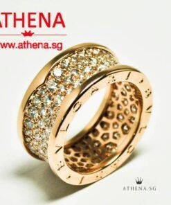 18K ROSE GOLD BVLGARI PAVE DIAMOND RING 10.85G (SIZE 55) (WITH SVC CERT)