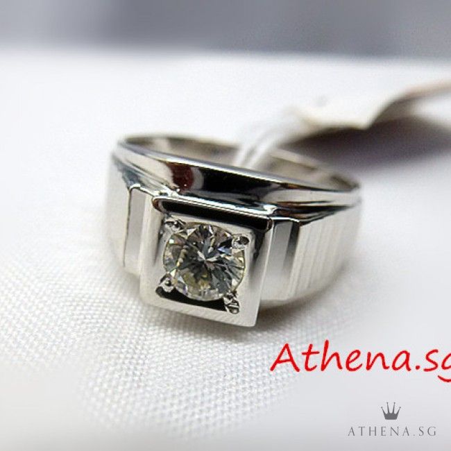 18K W/G MEN DIAMOND RING D1-0.41CTS 6.91G (SIZE 14) - Image 2