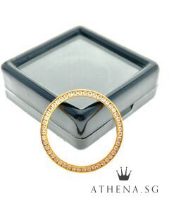 18K YELLOW GOLD LADIES FULL DIAMOND BEZEL 26MM