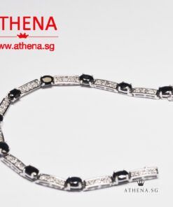 10K W/G BLUE SAPPHIRE BRACELET WITH DIAMOND D20-0.20CTS 8.49G (WITH CERT) (LENGTH 18CM)