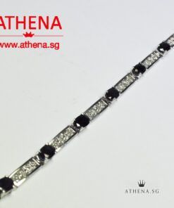 Alternative view of 10K W/G BLUE SAPPHIRE BRACELET WITH DIAMOND D20-0.20CTS 8.49G (WITH CERT) (LENGTH 18CM)