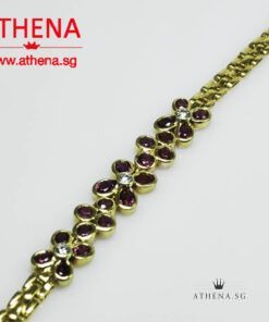Alternative view of 20K YG RUBY BRACELET WITH DIAMOND D3-0.15CTS 15.28G (WITH CERT)