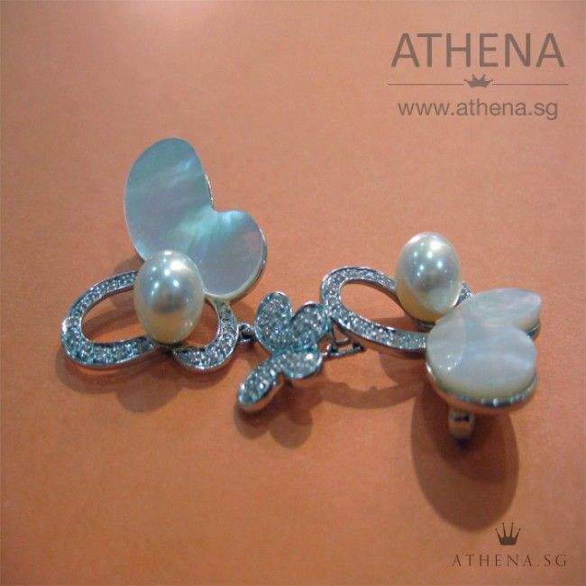 14K SHELL, PEARL & DIAMOND PENDANT D58-0.30CTS 6.76G - Image 2