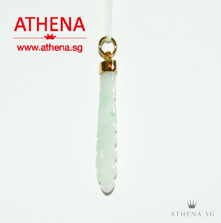 916 YG LEAF DESIGN JADE PENDANT 3.34G (WITH CERT) - Image 2