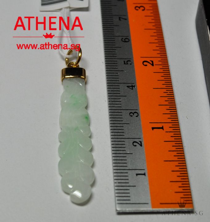 916 YG LEAF DESIGN JADE PENDANT 3.34G (WITH CERT) - Image 3