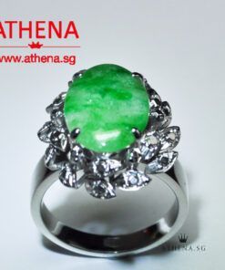 Alternative view of 18K WG ANTIQUE DESIGN JADE RING 7.54G (SIZE 12.5) (WITH CERT)