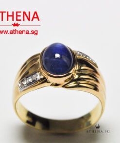 Alternative view of 18K YG BLUE SAPPHIRE RING WITH DIAMOND D6-0.06CTS 4.72G (WITH CERT) (SIZE 14.5)