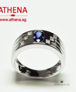 18K WG BLUE SAPPHIRE RING WITH DIAMOND PD6-0.16CTS 6.27G