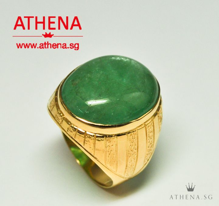 20K YG EMERALD RING APPROX. 18.0CTS 10.81G (WITH CERT) (SIZE 16)