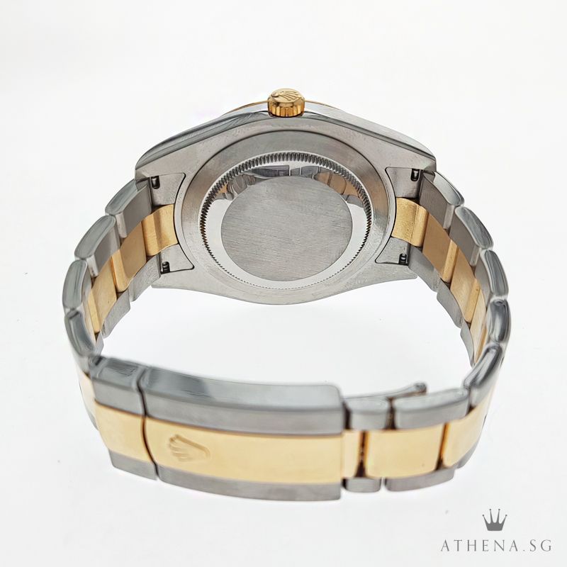ROLEX YELLOW ROLESOR MENS OYSTER PERPETUAL DATEJUST 41 "V" SERIES "BLACK ROMAN DIAL" WITH BOX & CERT 116333 - Image 3