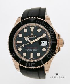 UNWORN !!! FULL STICKER INTACT 18K EVEROSE GOLD OYSTER PERPETUAL DATE YACHT MASTER 40 "AN" SERIES " INTENSE BLACK DIAL" WITH BOX & CERT 116655