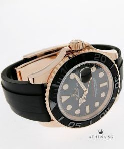 Alternative view of UNWORN !!! FULL STICKER INTACT 18K EVEROSE GOLD OYSTER PERPETUAL DATE YACHT MASTER 40 "AN" SERIES " INTENSE BLACK DIAL" WITH BOX & CERT 116655