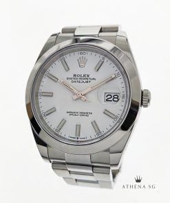 LIKE NEW !!! ROLEX MENS OYSTER PERPETUAL DATEJUST 41 "AN" SERIES "WHITE INDEX DIAL" WITH BOX & CERT 126300 (STILL UNDER AGENT WARRANTY)