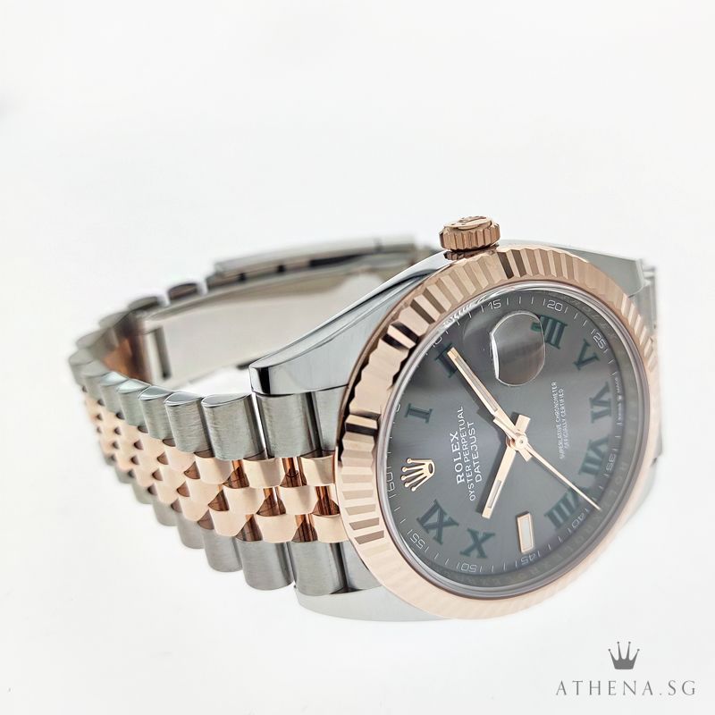 UNWORN !!! ROLEX EVEROSE ROLESOR MENS OYSTER PERPETUAL DATEJUST 41 "AN" SERIES "WIMBLEDON SLATE ROMAN DIAL" WITH BOX & CERT 126331 ( UNDER AGENT WARRANTY ) - Image 2