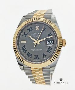 UNWORN !!! ROLEX YELLOW ROLESOR MENS OYSTER PERPETUAL DATEJUST 41 "AN" SERIES "WIMBLEDON SLATE ROMAN DIAL" WITH BOX & CERT 126333 ( UNDER AGENT WARRANTY )