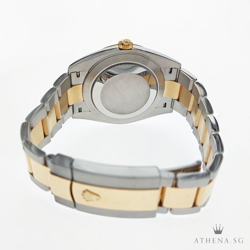 ROLEX YELLOW ROLESOR MENS OYSTER PERPETUAL DATEJUST 41 "AN" SERIES "WIMBLEDON SLATE ROMAN DIAL" WITH BOX & CERT 126333 ( STILL UNDER AGENT WARRANTY ) - Image 3