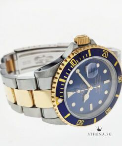 Alternative view of ROLEX HALF-GOLD OYSTER PERPETUAL SUBMARINER DATE "P" SERIES "BLUE DIAL" WITH BOX & CERT 16613