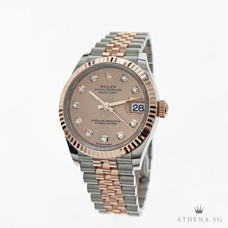 UNWORN !!! ROLEX EVEROSE ROLESOR OYSTER PERPETUAL DATEJUST 31 "AN" SERIES "PINK DIAMOND DIAL" WITH BOX & CERT 278271
