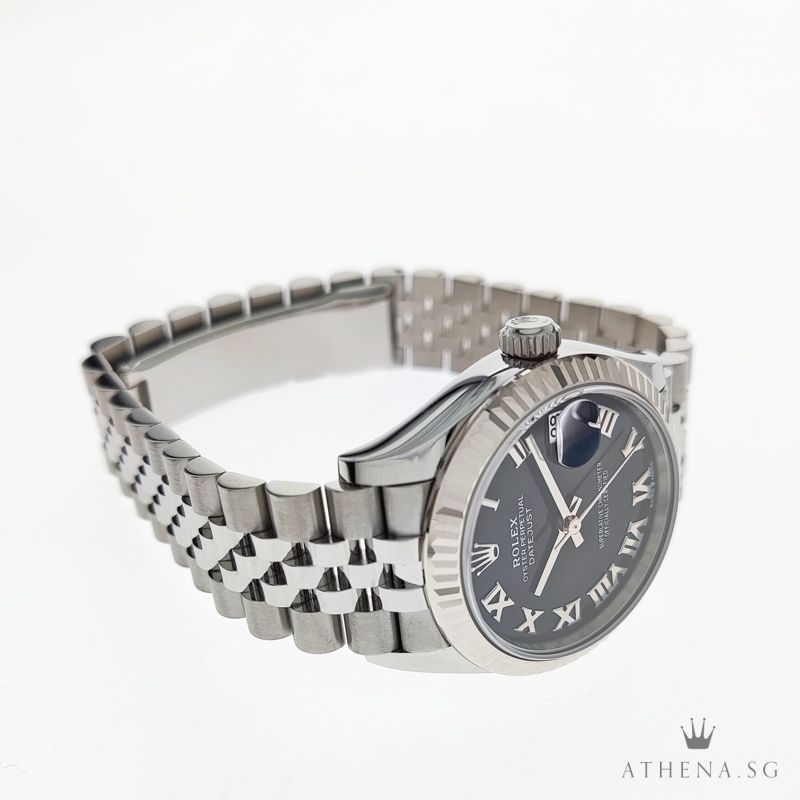 UNWORN !!! ROLEX MID-SIZE OYSTER PERPETUAL DATEJUST 31 "AN" SERIES "BLACK ROMAN DIAL" WITH BOX & CERT 278274 (UNDER AGENT WARRANTY) - Image 2