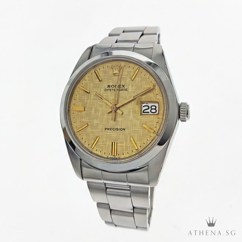 ROLEX VINTAGE OYSTERDATE PRECISION "CHAMPAGNE LINEN INDEX DIAL" 6694