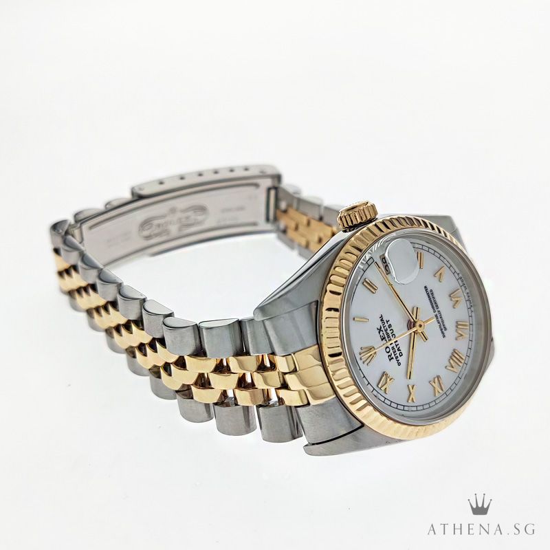 ROLEX "HALF-GOLD" MID-SIZE OYSTER PERPETUAL DATEJUST "S" SERIES "WHITE ROMAN DIAL" 68273 - Image 2