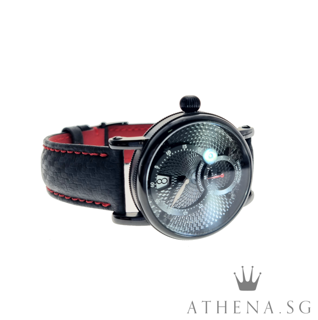 LIKE NEW!! CHRONOSWISS FLYING REGULATOR JUMPING HOUR "ELABORATE 3D DIAL" WITH BOX & CERT CH-8325-BKBK - Image 2