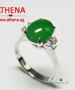 14K WG JADE RING WITH DIAMOND D6-0.10CTS 3.95G (WITH CERT)