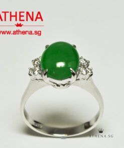 Alternative view of 14K WG JADE RING WITH DIAMOND D6-0.10CTS 3.95G (WITH CERT)