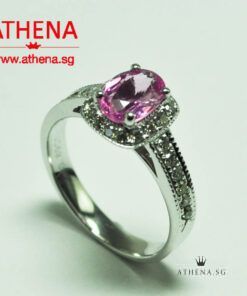 18K WG PINK SAPPHIRE RING WITH DIAMOND D28-0.10CTS 2.72G (WITH CERT)