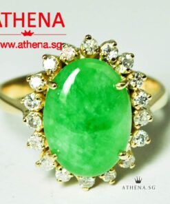 TYPE "A" 18K YG JADE RING WITH DIAMOND D18-0.40CTS 3.27G (WITH CERT) (SIZE 12)