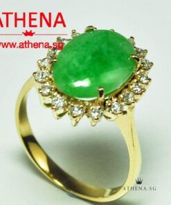 Alternative view of TYPE "A" 18K YG JADE RING WITH DIAMOND D18-0.40CTS 3.27G (WITH CERT) (SIZE 12)