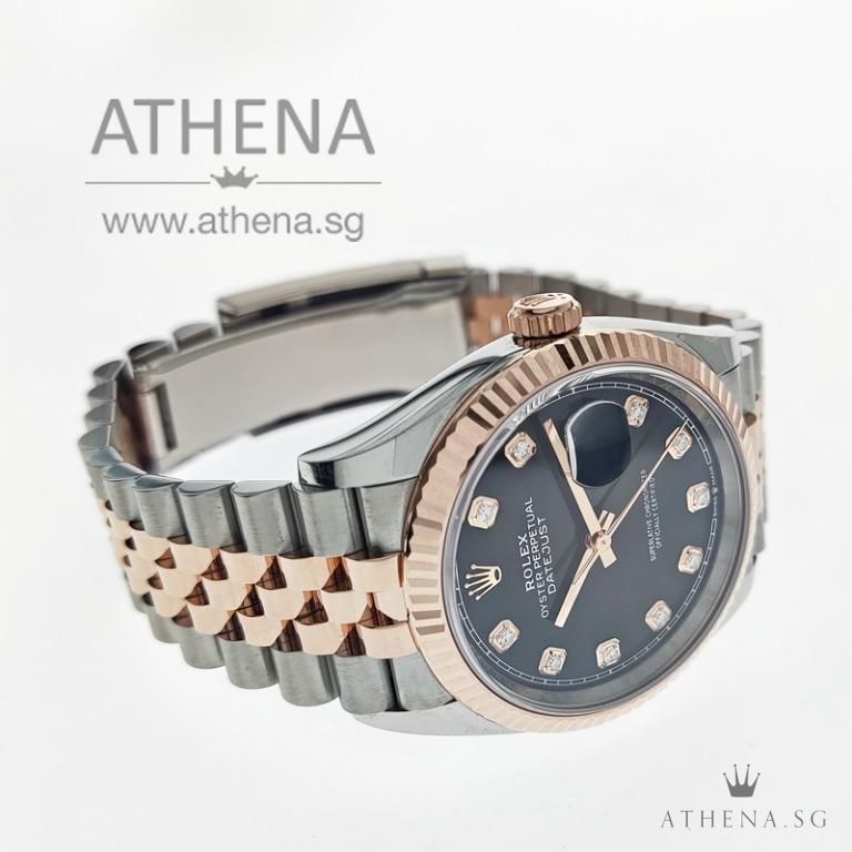 UNWORN !!! ROLEX EVEROSE ROLESOR MEN OYSTER PERPETUAL DATEJUST 36 " BLACK DIAMOND DIAL" WITH BOX & CERT 126231 - Image 2