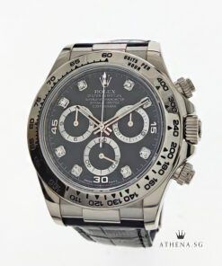 18K WHITE GOLD ROLEX COSMOGRAPH DAYTONA "AN" SERIES "BLACK DIAMOND DIAL" WITH BOX & CERT 116519