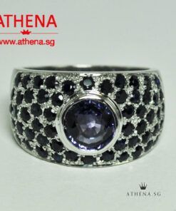 Alternative view of 18K WG SPINEL RING WITH BLUE SAPPHIRE 10.08G (WITH CERT) (SIZE 16)