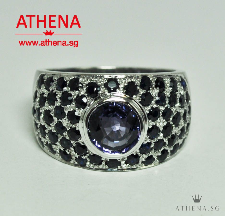 18K WG SPINEL RING WITH BLUE SAPPHIRE 10.08G (WITH CERT) (SIZE 16) - Image 2