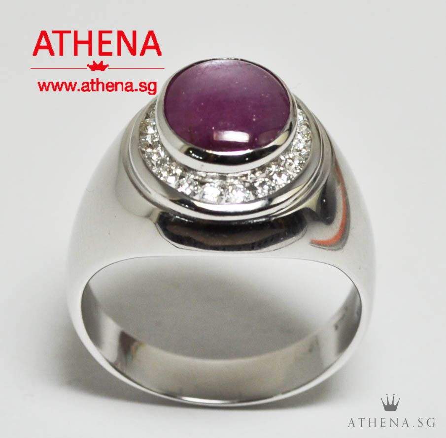 18K WG STAR RUBY RING WITH DIAMOND D20-0.50CTS 11.55G S1-5.50CTS (UNHEATED WITH CERT) (SIZE 23) - Image 2