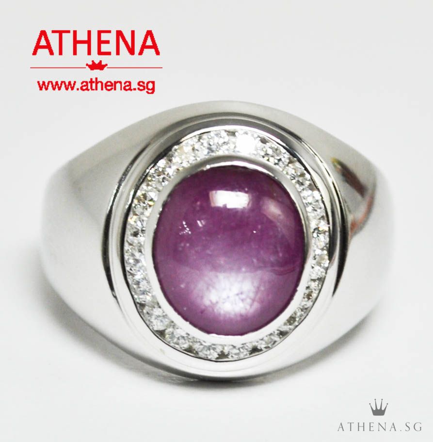 18K WG STAR RUBY RING WITH DIAMOND D20-0.50CTS 11.55G S1-5.50CTS (UNHEATED WITH CERT) (SIZE 23) - Image 3