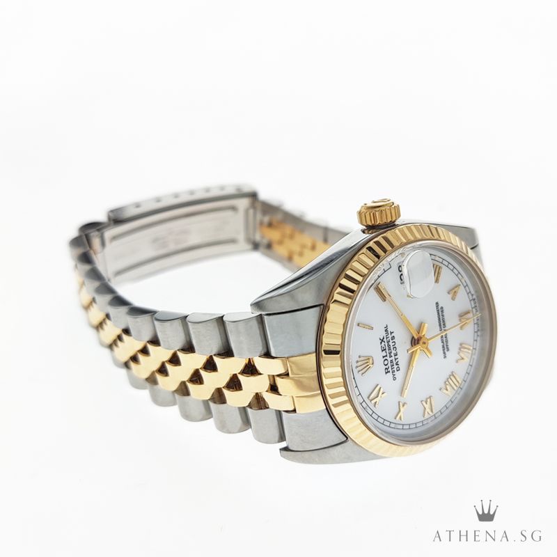 ROLEX "HALF-GOLD" MID-SIZE OYSTER PERPETUAL DATEJUST "S" SERIES "WHITE ROMAN DIAL" 68273 - Image 2