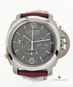 PANERAI LUMINOR 1950 8 DAYS CHRONO MONOPULSANTE GMT TITANIUM LIMITED EDITION "L" SERIES "BROWN DIAL" WITH BOX & CERT PAM 311