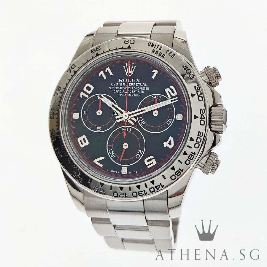 18K WHITE GOLD ROLEX OYSTER PERPETUAL COSMOGRAPH DAYTONA "M" SERIES "BLACK SPYDER DIAL" WITH BOX & CERT 116509
