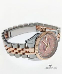 Alternative view of ROLEX EVROSE ROLESOR OYSTER PERPETUAL DATEJUST 26 "M" SERIES "PINK SUNBURST DIAMOND DIAL" WITH BOX & CERT 179171