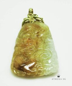 Alternative view of TYPE "A" JADE WITH 18K YG DRAGON & PHOENIX DESIGN PENDANT 42.86G (WITH CERT)