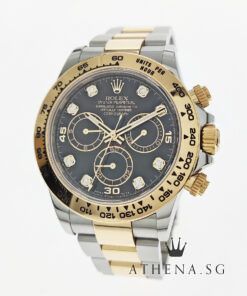 ROLEX YELLOW ROLESOR OYSTER PERPETUAL COSMOGRAPH DAYTONA "AN" SERIES "BLACK DIAMOND DIAL" WITH BOX & CERT 116503 (STILL UNDER AGENT WARRANTY)