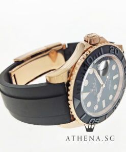 Alternative view of LIKE NEW !!! 18K EVEROSE GOLD OYSTER PERPETUAL DATE YACHT MASTER 40 "AN" SERIES " INTENSE BLACK DIAL" WITH BOX & CERT 116655 (STILL UNDER AGENT WARRANTY)