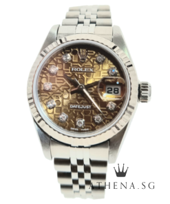 ROLEX LADIES OYSTER PERPETUAL DATEJUST "Y" SERIES "SALMON BROWN JUBILEE DIAMONDS DIAL" WITH ROLEX SERVICE RECEIPT 79174